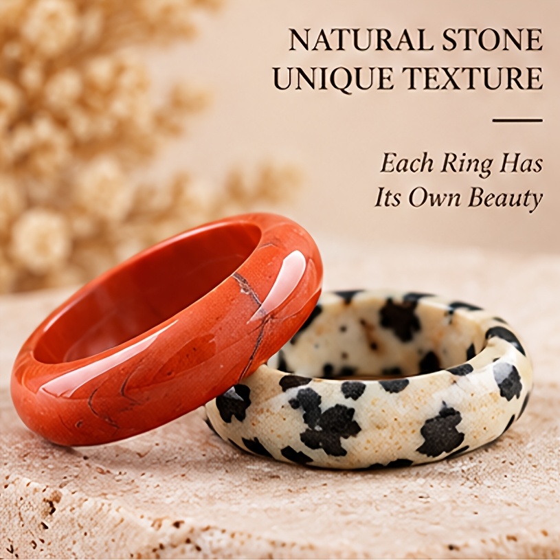 2pcs Women's Red and Speckled Stone Dual-Color Ring Set